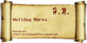 Hollósy Márta névjegykártya